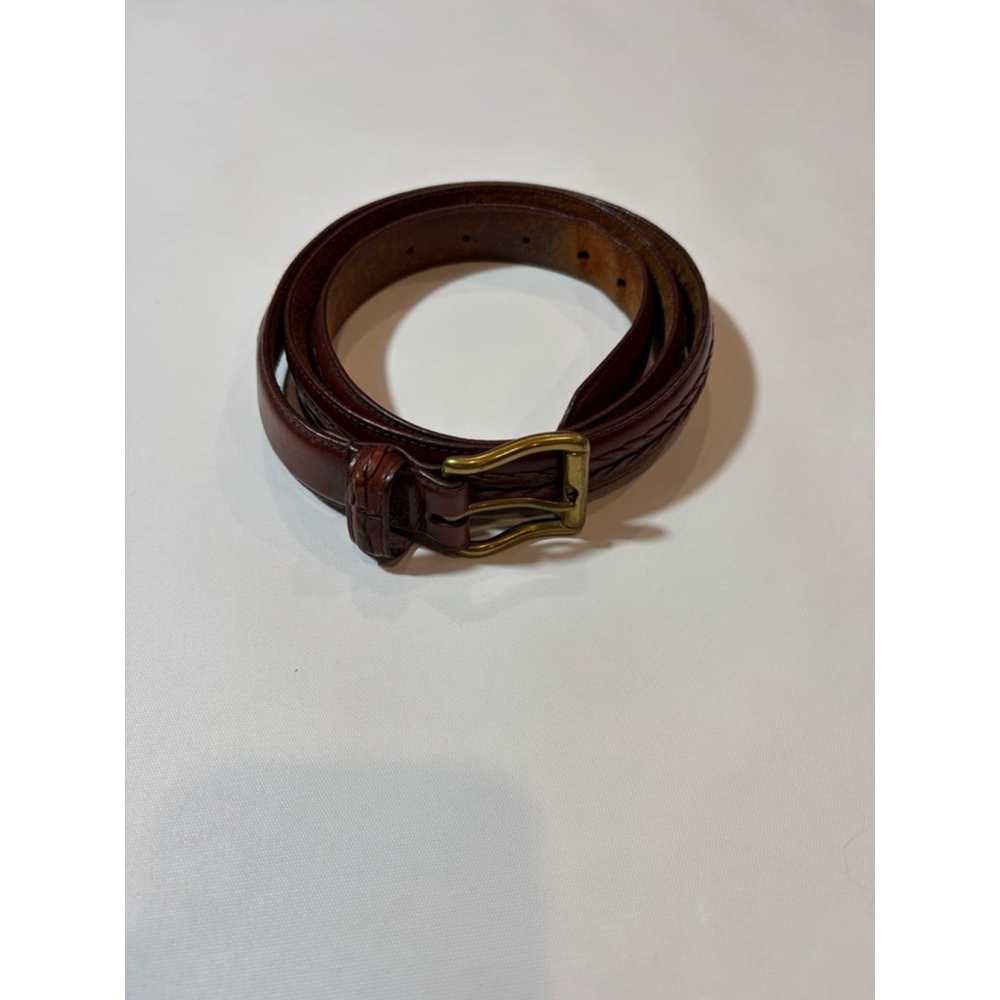 John Henry Brown Leather Belt Brass Buckle Vintage Size 44
